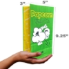 Green popcorn bag 3oz with dimensions