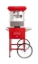 Red 8oz popcorn machine with cart - side view