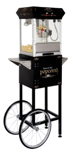 Black 4oz popcorn machine with cart - cart detail