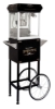 Black 4oz popcorn machine with cart - front view